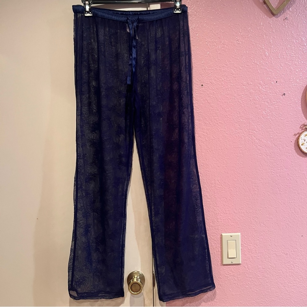 Victoria Secret Sheer Blue Lace Pants Size M